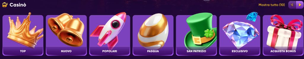 Categorie Casinò Kingmaker — Top, Nuovo, Popolari, Pasqua, Esclusivo